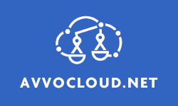 Avvocloud's logo: a balance scale within a stylized cloud