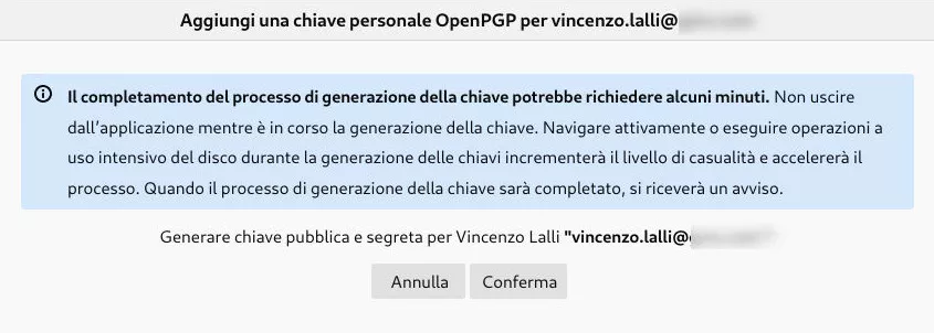 Genera chiave OpenPGP