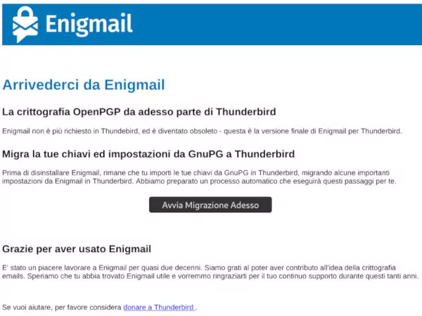 Migrazione da Enigmail a Thunderbird 78