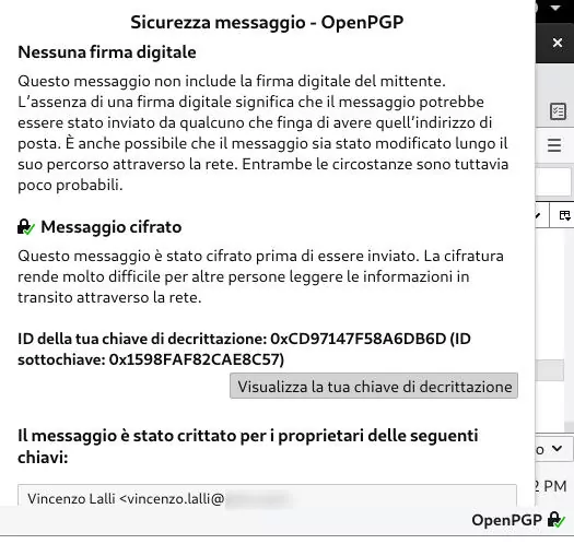 sicurezza messaggio OpenPGP