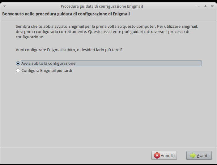 Avvia subito la configurazione di Enigmail