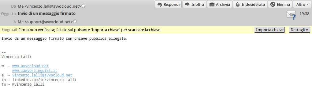 Firma GPG non verificata