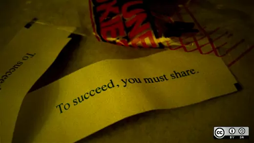 un bigliettino di carta con su scritto to succeed, you must share